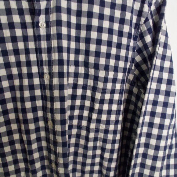 J Crew Shirt Men M Slim Button Down Long Sleeve Check Pattern Blue White - Picture 8 of 15
